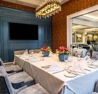 A private dining room with luxury decor elements