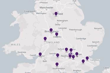 UK map with Audley villages marked