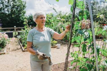 Owner working on the village allotment