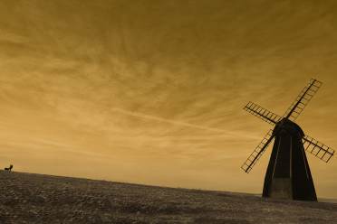 Silhouette of a windmill