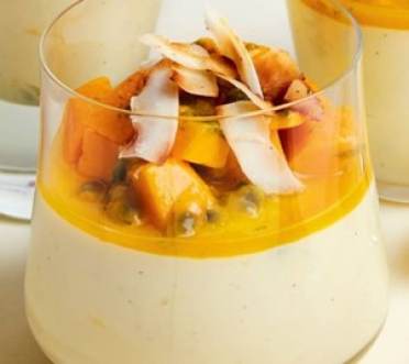 Mango white chocolate and passion fruit parfait