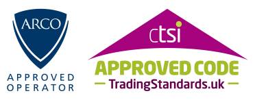 ARCO Approved Operator logo next to CTSI Trading Standards UK Approved Code logo on a white background.