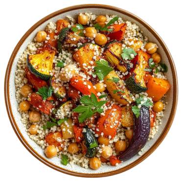 Healthy bowl of roasted vegetables