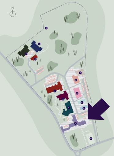 Headley Court site map highlighting the main house and Stables