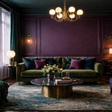 Moody colour moments in interior design (AI generated image)