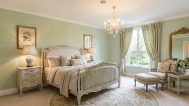 French provincial bedroom style in Coat greens using Audley AI design tool