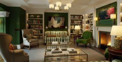 Armchairs, sofas and a roaring fire