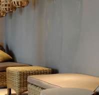 Soft-padded wicker loungers 