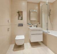 Bathroom with pale tiles