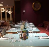 Restaurant tables at a banquette