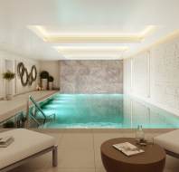 Indoor pool with soft lighting