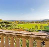 View on the summer fields from balcony