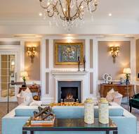 Grand drawing room with chandelier