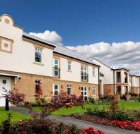 A row of modern retirement cottages