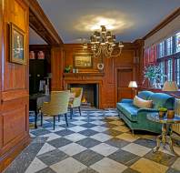 Reception area with wood panelling