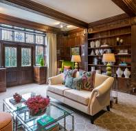 Tudor style lounge with wood panelling