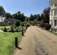 Panoramic landscape with water feature