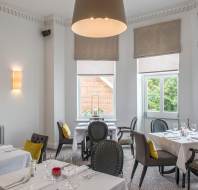 Restaurant with white tablecloths