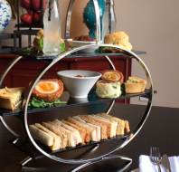 Elegant afternoon tea on a cake stand