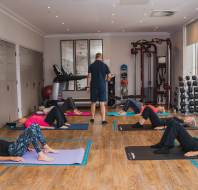 Yoga class in a retirement village