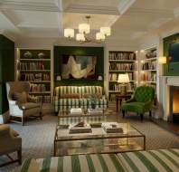 Armchairs, sofas and a roaring fire