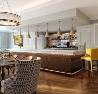 Stylish bar and bistro with parquet floor