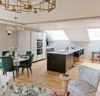 Spacious open-plan cooking and dining area