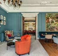 Fireside seating in grand drawing room
