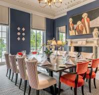 Dining room with floor-to-ceiling windows