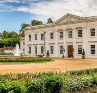 Country mansion house with fountain