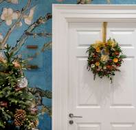 Christmas wreath on panelled door