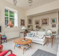 Living room with white sofa