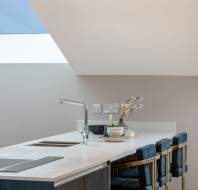 Island breakfast bar and skylight