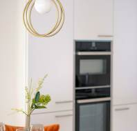 Dining table in open-plan kitchen