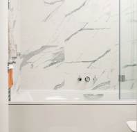 Bath and marble-effect tiles