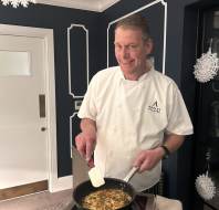 Chef demonstration at Apres Ski event at Audley Fairmile