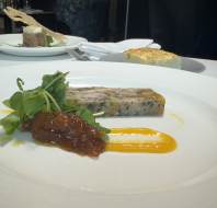 Summer menu - Farmhouse terrine served with fig and honey chutney and focaccia