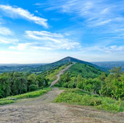 Ridgetop path to summit of a hill