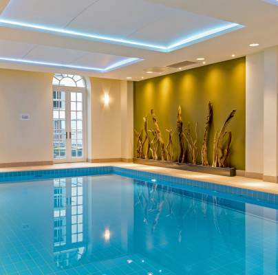 Swimming pool with clear blue water