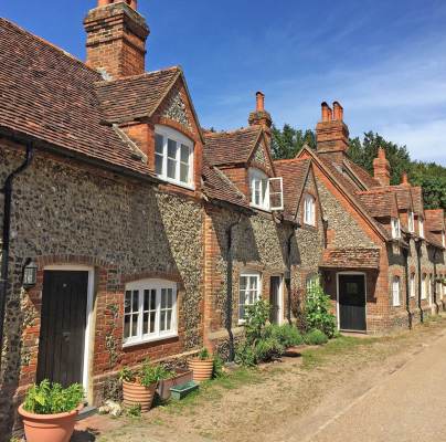 A street with old stone cottages