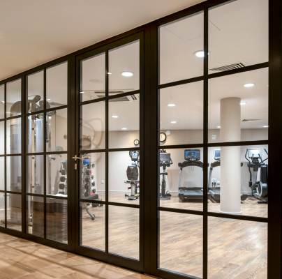 Gym area through a glass wall