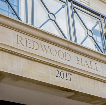 Redwood Hall entrance close-up