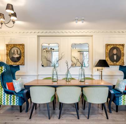 Bright dining room interior