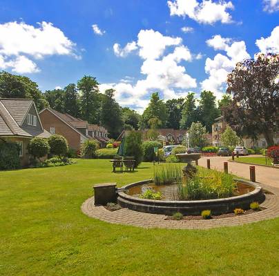 Lawn with water feature