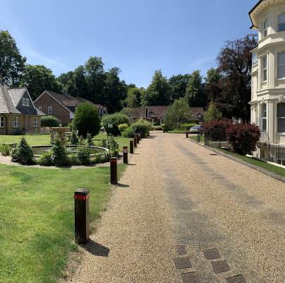 Panoramic landscape with water feature