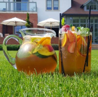 Pimms on the lawn at Chalfont Dene