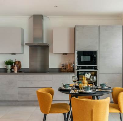 Modern kitchen with dining area