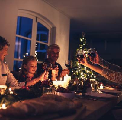 Family generations around the table at Christmas time