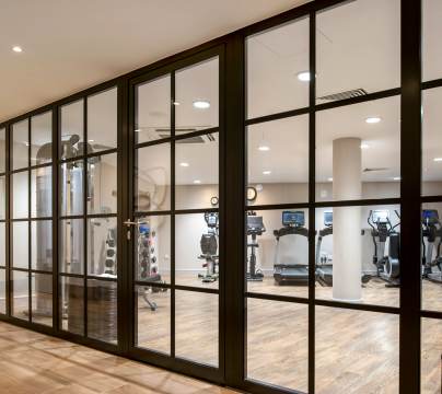 Gym area through a glass wall