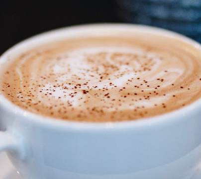 Cappuccino in white china cup